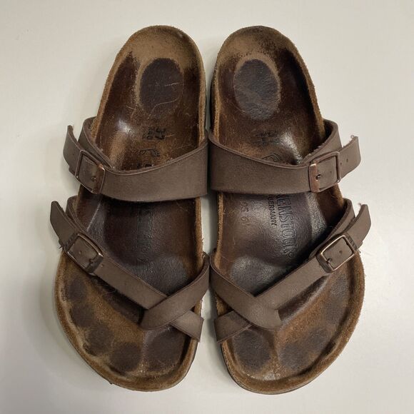 Birkenstock 37 6-6.5 Mayari Sandals Mocha Brown Regular/Wide Width Birk Preowned - Picture 1 of 12